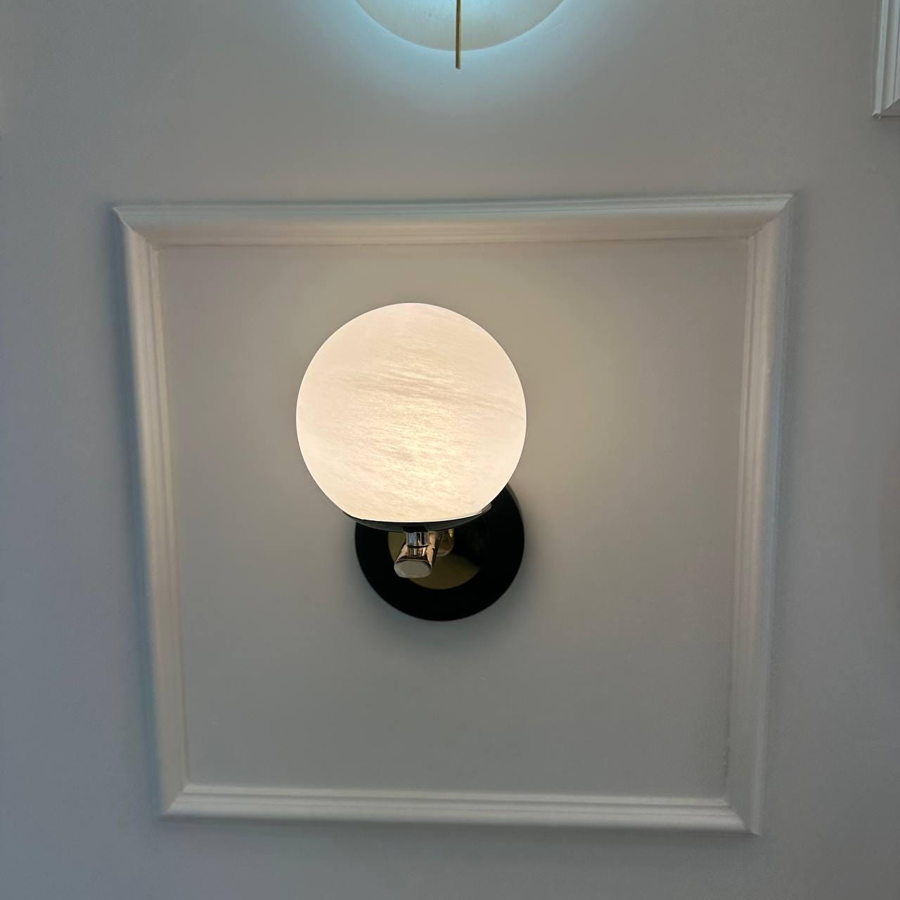 Modern Black and Brass Globe Wall Sconce, Integrated LED Wall Light for Bedroom, Hallway, Living Room, and Bedside