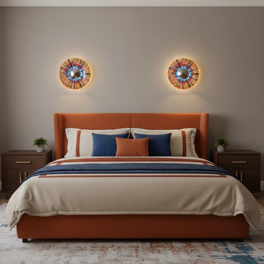 Colorful Art Glass LED Wall Sconce, Modern Round Warm White Wall Light for Living Room, Hallway, Bedroom, and Accent Wall