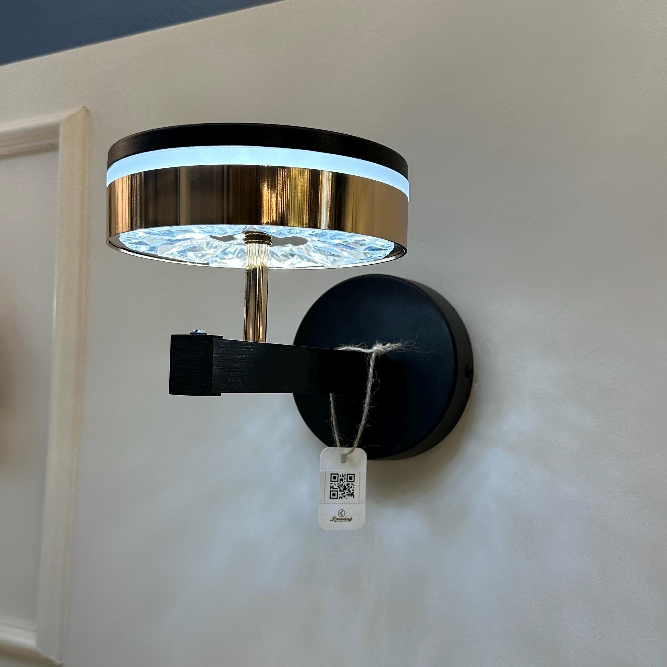 Rose Gold and Matte Black Crystal LED Wall Sconce, Modern 3 Color Wall Light for Bedroom, Hallway, Living Room, and Bedside